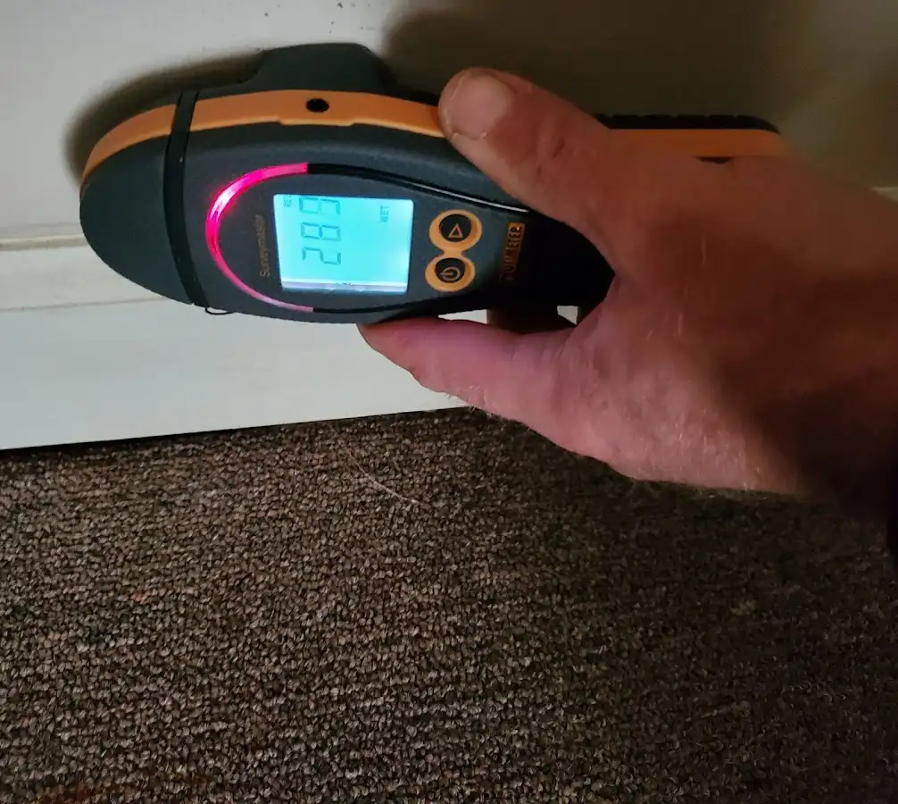 Moisture detection at baseboard during Burst Pipe Cleanup in Richmond