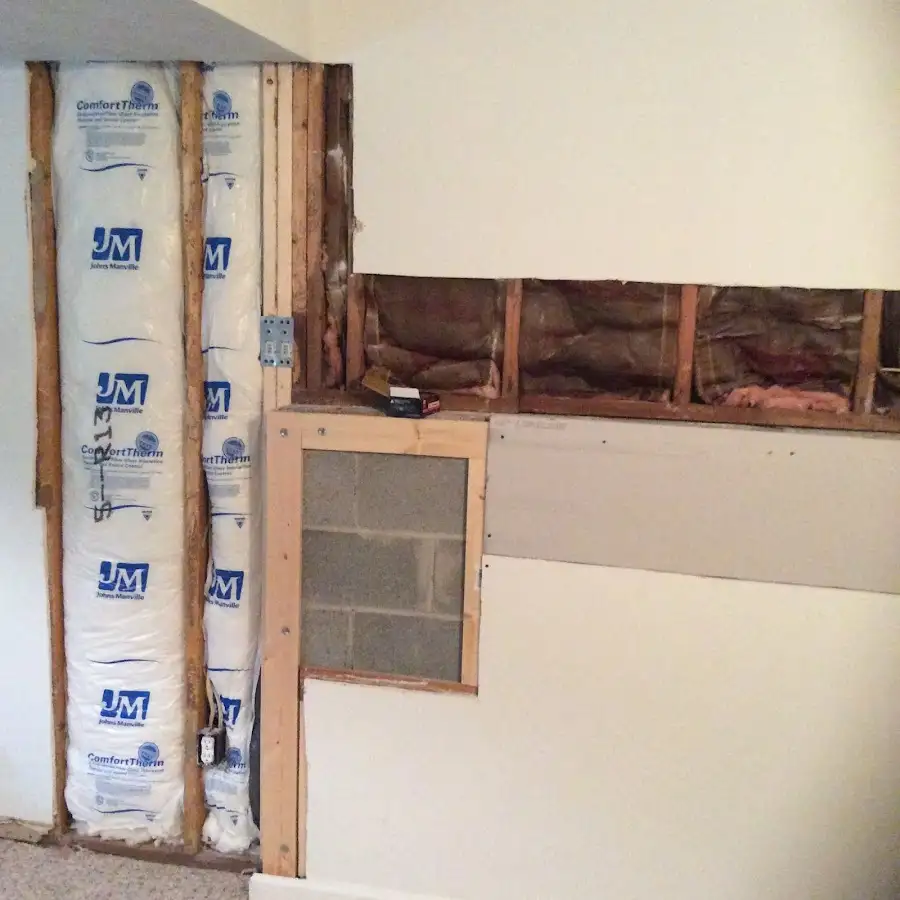 Wall insulation replacement during Basement Flood Cleanup in Richmond